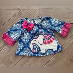 Rare Editions l Blue and Pink Floral Baby Tunic l Size: 3-6M